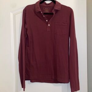 Billy Reid Maroon Long Sleeve Shirt Slim Fit
